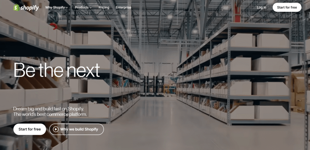 Shopify homepage screenshot proof to create set up store