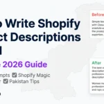 How to write Shopify product descriptions with AI in 2026 — ChatGPT prompts, Shopify Magic, and before after examples for Pakistani sellers